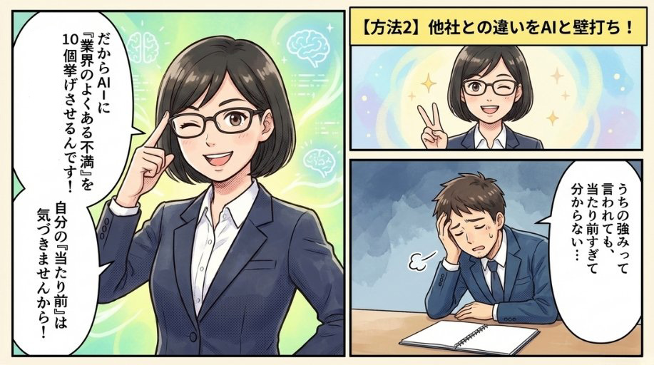 【方法２】他社との違いをAIに壁打ちして整理する