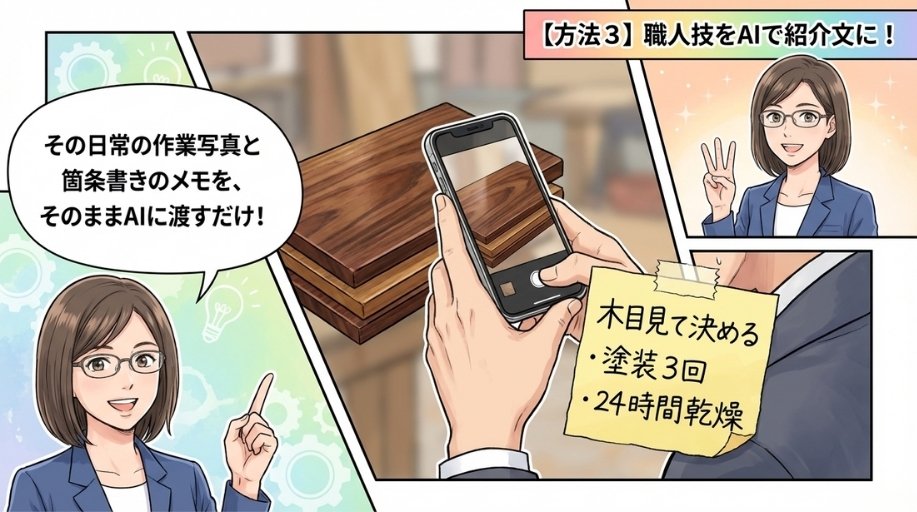 【方法３】職人技や工程の紹介文をAIで作る