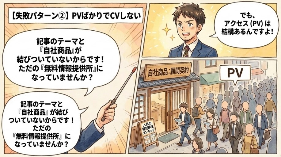記事の内容と商品が結びついていない