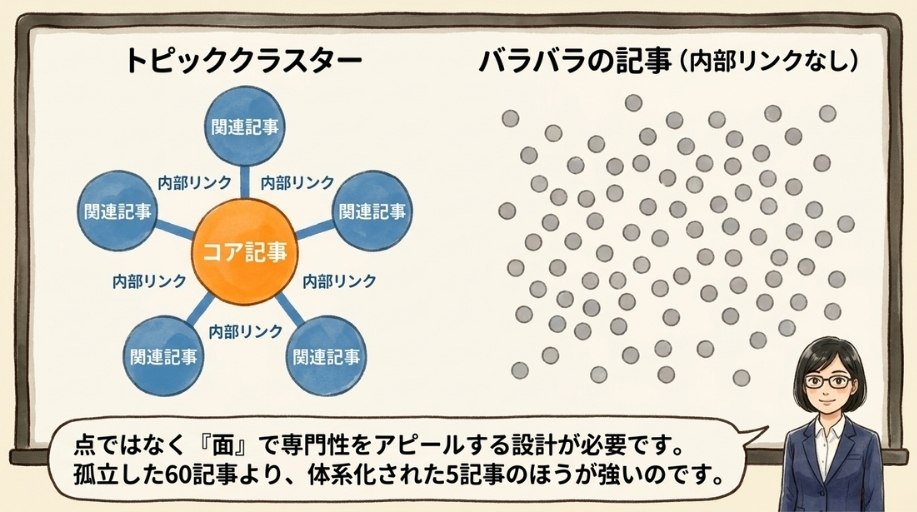 記事がバラバラに置かれている