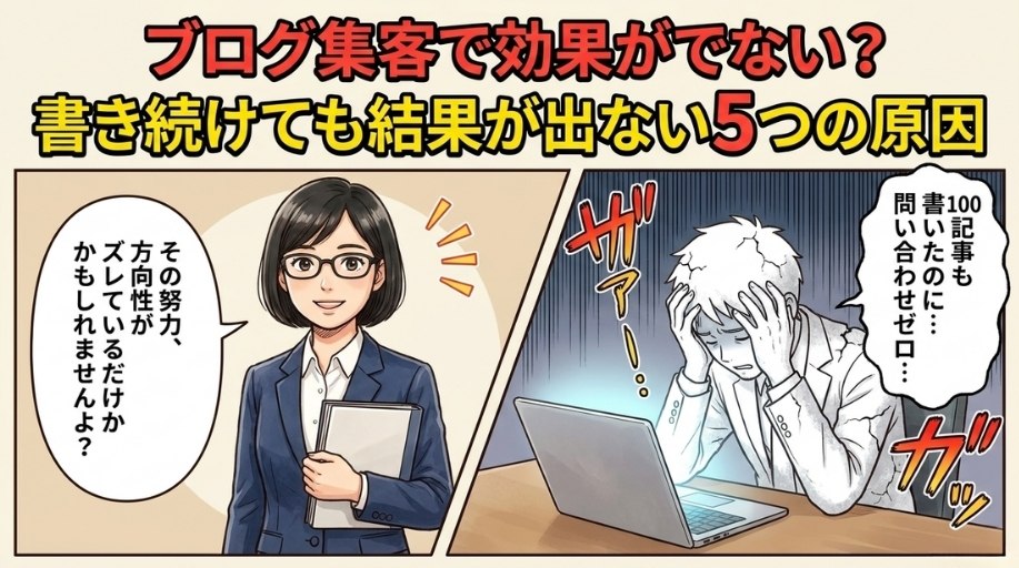 ブログ集客で効果がでない？｜書き続けても結果が出ない5つの原因