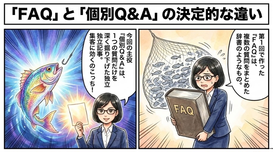 お客様から実際に聞かれた質問を1つずつQ&A記事にする