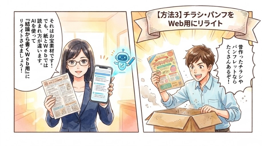 【方法３】チラシやパンフレットの文面をWeb用にリライトする