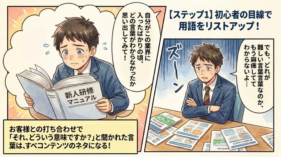 お客様に伝わりにくい用語をリストアップする