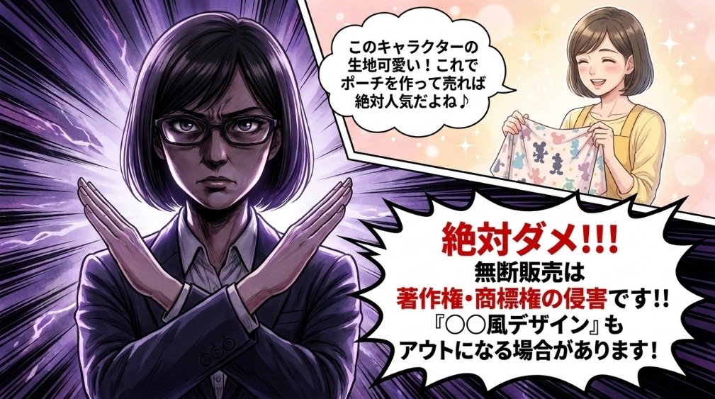 著作権・商標権(キャラクター・ブランド名の流用は不可)