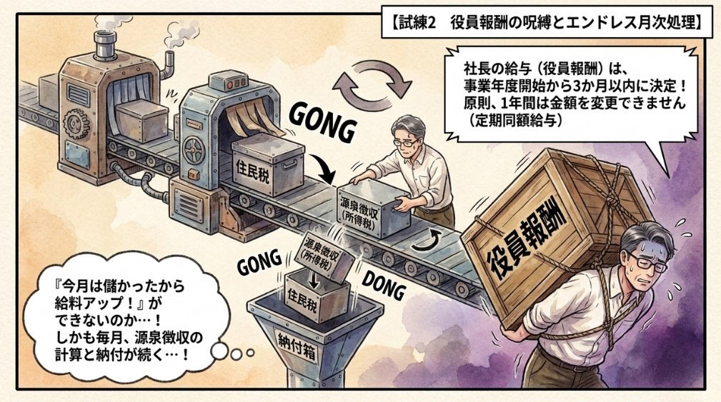 【ポイント２】毎月の役員報酬と源泉徴収・年末調整が発生