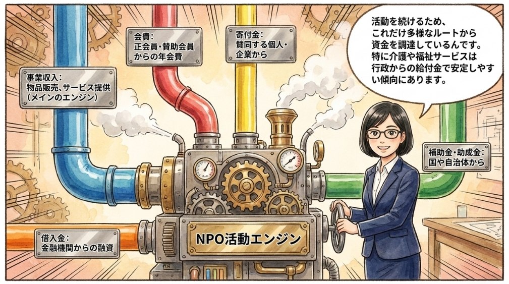 NPO法人の主な収入源・資金調達