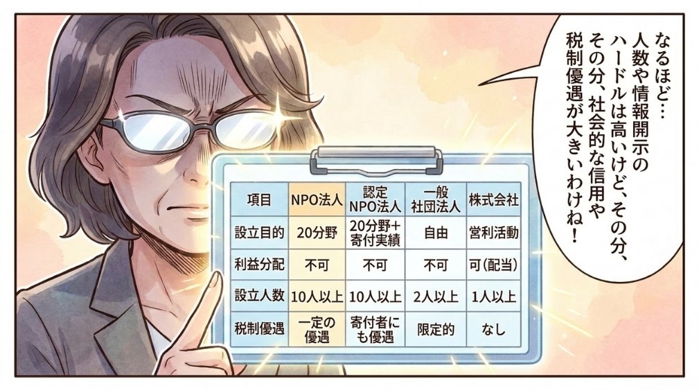NPO法人と他の法人形態との違い
