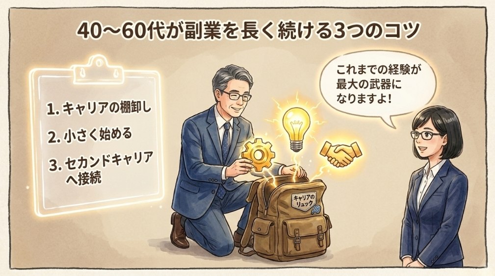 40〜60代が副業を長く続けるための3つのコツ