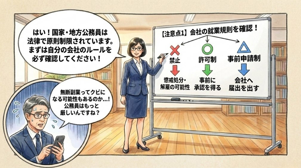 【注意点１】まず会社の就業規則を確認する