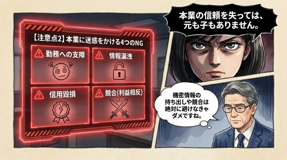 【注意点２】利益相反・競合避止・守秘義務に気をつける