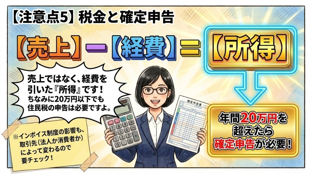 【注意点５】税金と確定申告(20万円ルール他)