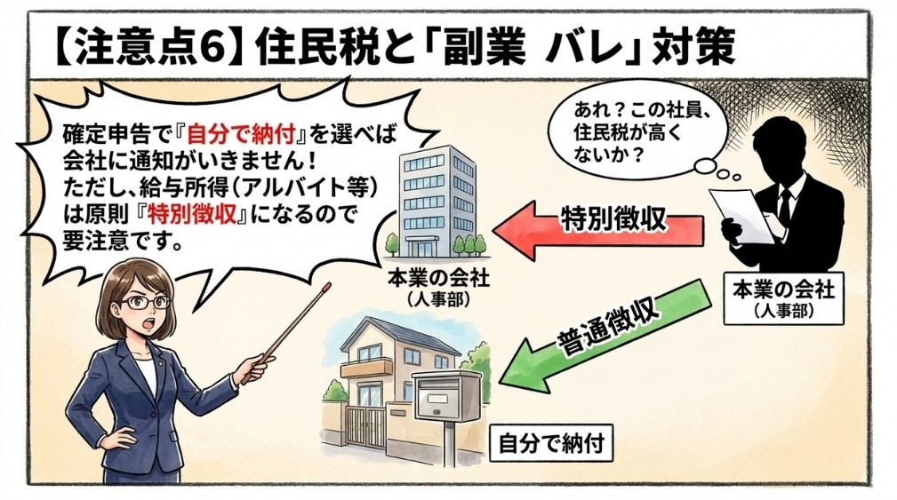 【注意点６】住民税の扱いと「副業バレ」対策