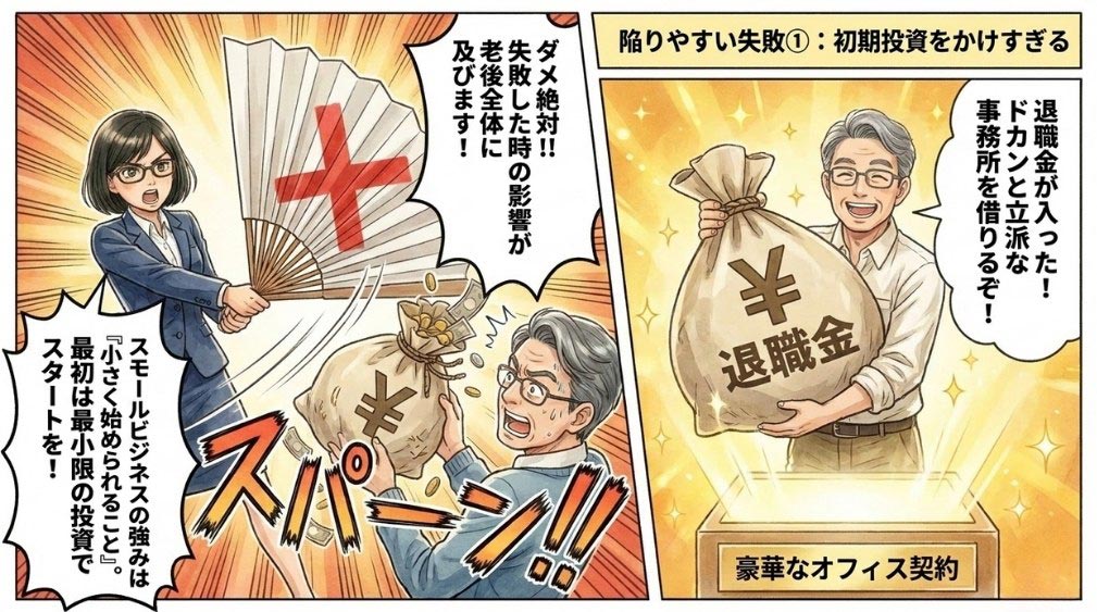 失敗パターン①:退職金を一気に投じて初期投資をかけすぎる